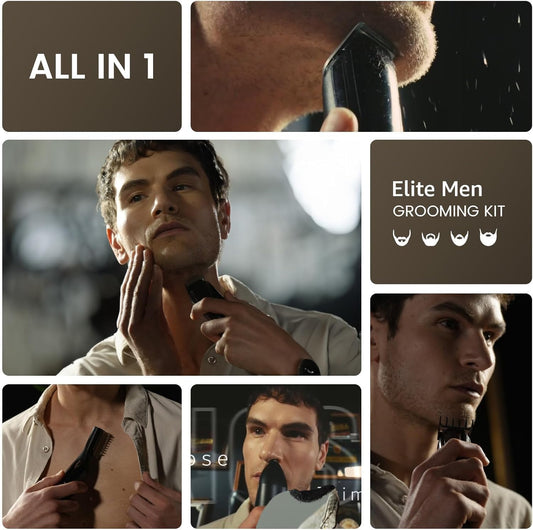 SHPAVVER Electric Beard Trimmer for Men: 16-in-1 Professional Barber Hair Clippers - Cordless Grooming Kit - Turbo Speed & Precision Blades