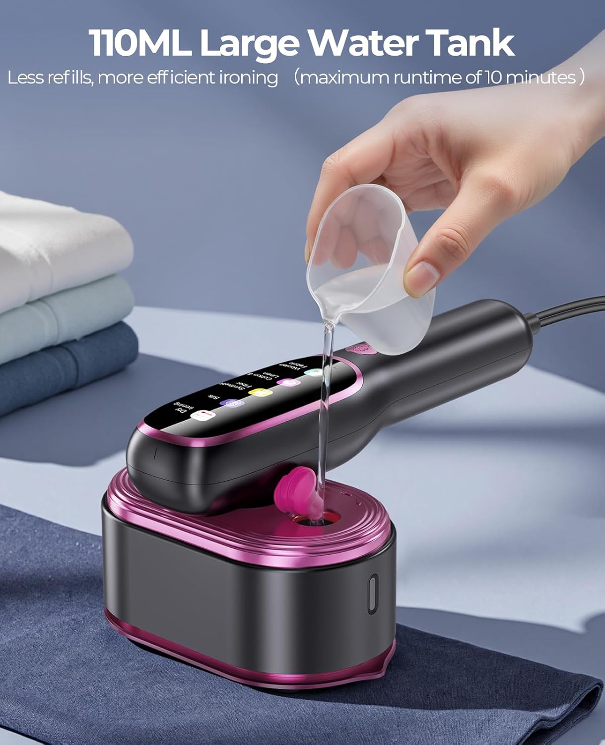 SHPAVVER Travel Steamer for Clothes,100-220V Portable Iron,15s Heat Up,Steamer ＆ Iron 2 In 1, Travel Size,Large Ceramic Heat Panel,for Global ＆ Europe